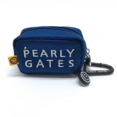 【新品】パーリーゲイツ ボールケース ブルー系×白 カラビナ付 ニコちゃん スマイル FR ゴルフ PEARLY GATES