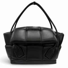 美品☆BOTTEGAVENETA ボッテガヴェネタ 573400 パデッド ラージ アルコ ハンドバッグ レザー ブラック イタリア製 レディース 保存袋付き