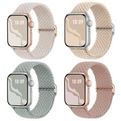【4枚入り】Suitisbest コンパチブル アップルウォッチ バンド 編み込み 49mm 46mm 45mm 44mm 42mm Apple Watch ナイロンバンド 伸縮性 ゴム アップルウォッチ スポーツベルト Ultra 3 2 1 Series 