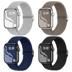 【4枚入り】Suitisbest コンパチブル アップルウォッチ バンド 編み込み 49mm 46mm 45mm 44mm 42mm Apple Watch ナイロンバンド 伸縮性 ゴム アップルウォッチ スポーツベルト Ultra 3 2 1 Series 