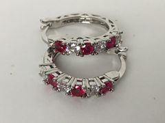 美品★ルビー★ダイヤ入り★シルバー★フープピアス★ハンドメイド★ファッション★シルバーピアス★ピアス★