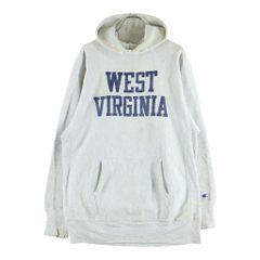 CHAMPION (チャンピオン) 90S VINTAGE REVERSE WEAVE WEST VIRGINIA リバースウィーブ 2段 フロントプリント プルオーバー フーディー スウェット パーカー グレー