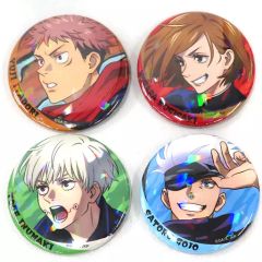 【中古】バッジ・ピンズ [単品] 虎杖悠仁＆釘崎野薔薇＆狗巻棘＆五条悟 ホログラム缶バッジセット(Aセット) 「呪術廻戦 バラエティバッグ2022」 ジャンプショップ限定