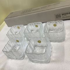 HOYA クリスタル　角小鉢揃　5個セット　氷のような涼しげな小鉢です　D138