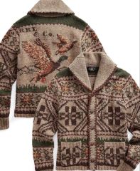 RRL ハンドニット デニム 鴨 カーディガン M