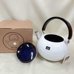 未使用 デコラウェア DECORA WARE ホーロー ケトル やかん BK-250 白 中は紺色 昭和レトロ 琺瑯 ヴィンテージ インテリア D452