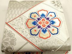 平和屋本店▼六通柄袋帯　九百錦　正倉院花文　二丁箔　ホワイトゴールド箔　本金箔　正絹　逸品　DABL7564sf