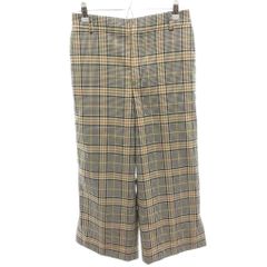 ミッシェルクラン MICHEL KLEIN ワイドクロップドパンツ チェック柄 38 ベージュ マルチカラー フレアシルエット /TL ■ECF009