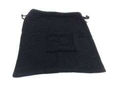■新品同様■ FENDI フェンディ ズッカ ウール100％ 巾着袋 ポーチ マルチケース 小物入れ レディース メンズ ブラック系 新古品 FR6449
