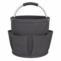 バケツ型 ツールバッグ 工具収納 掃除 道具 洗車用品 園芸 折りたたみ 外ポケット 収納整理 工具 オックスフォード コーティング 持ち手 (グレー)