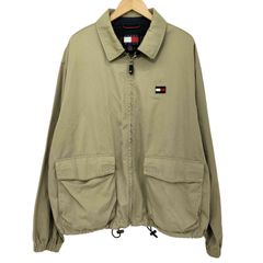 トミーヒルフィガー TOMMY HILFIGER 90s コットンツイル 裾ドローコード フラップポケット チンストラップ スイングトップ メンズ import：L 