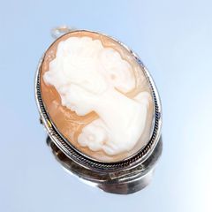 ■SILVER SV 800 銀製品 シルバー シェル カメオ ブローチ ペンダントトップ ヴィンテージ アクセサリー