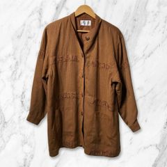 【美品】80s 90s vintage レトロ BARONO KOBE TOKYO PARIS刺繡 シャツジャケット ライトアウター ブラウン レトロ調 フリーサイズ
