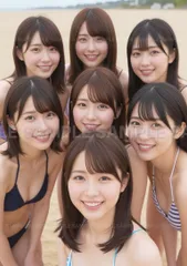 【アートポスター】美少女 水着 海辺 笑顔 自然光 清楚 可愛い 夏の思い出 ポートレート #X5209