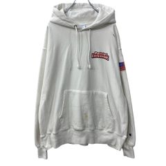 Champion REVERSE WEAVE ロゴスウェット パーカー XL ホワイト チャンピオン リバースウィーヴ 復刻 両面プリント 裏起毛 秋物 a810-5112