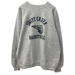 80s USA製 Hanes プリントスウェット トレーナー XL 杢グレー ヘインズ 80年代 バスケットボール 裏起毛 秋物 a810-5142