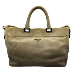 PRADA(プラダ) トートバッグ - BN2081 アイボリー×ダークグレー 革タグ レザー