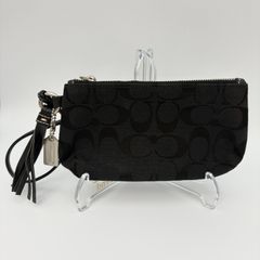 【M-1145】COACH リストレットポーチ シグネチャー ブラック コーチ 小物入れ 黒 ミニポーチ