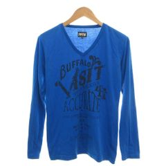 ピーピーエフエム PPFM Tシャツ M 青 ブルー Vネック ロゴ 長袖 /SC ■ECF007