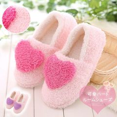 スリッポン レディース ルームシューズ もこもこ ハート 可愛い かかと有り スリッパ　室内履き ボアシューズ マタニティ 妊婦 産後 滑り止め 静音室内履き 保温 防寒靴 レディース ルームブーツ yuexia10