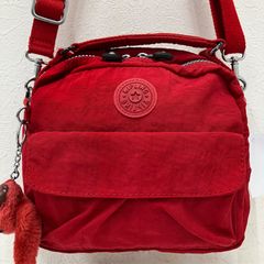 9977　Kipling キプリング　3way　ショルダーバッグ　リュックサック　ミニリュック　ハンドバッグ　レッド　赤　チャーム付き　レディース　小さめ　ミニ　軽量　ポケット多数