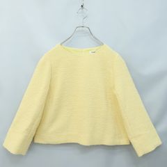 ストロベリーフィールズ★煌めくツイードが可愛い♪長袖ブラウス ノーカラー プルオーバー イエロー系 z23599