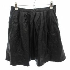 マカフィー MACPHEE トゥモローランド フェイクレザースカート 前ポケット 38 黒 ブラック ひざ丈 無地 /TL ■ECF009