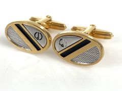 HD ダンヒル dunhill dロゴ オーバル カフス カフリンクス ブラック×シルバーカラー×ゴールドカラー 배송비 무료