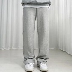 新品) 밴딩 起毛 グレー トレーナー ワイド パンツ