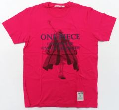【中古】Tシャツ モンキー・D・ルフィ(後ろ向き) グラフィックTシャツ(半袖) ピンク Sサイズ  「ワンピース×ユニクロ」