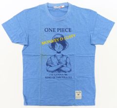 【中古】Tシャツ モンキー・D・ルフィ(腕組み) グラフィックTシャツ(半袖) ブルー Sサイズ  「ワンピース×ユニクロ」