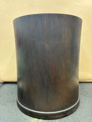 【古美術・重厚2.8kg】木製  筆筒 くり抜き 筆立 無垢材 重量感 置物 書道具 骨董
