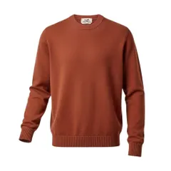 Mj13 【未使用タグ】 HERMES エルメス マイヨン シェーヌ ダンクル クルーネックセーター サイズM ブラウン系 カシミヤ100% メンズu02t
