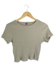 ユニクロ UNIQLO Tシャツ 半袖 リブ サイズ L カーキ QQQ