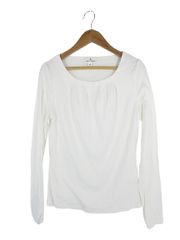 クレージュ courreges Tシャツ 長袖 タック 無地 ロンT サイズ 38 白 ホワイト QQQ