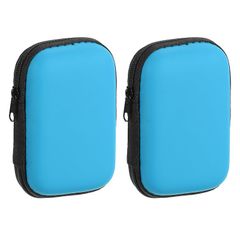 【新品】 uxcell イヤホンケース2個セット 有線イヤホン収納ケース EVA製小型ジッパーケース（メッシュポケット付き）USBケーブル/イヤホン用 ブルー 0