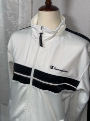 M チャンピオン(Champion) LINE バイカラー トラック ジップアップ ジャケット ジャージ (白)