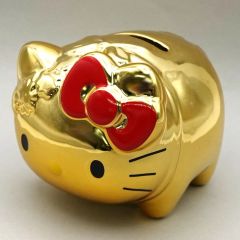 【中古】置物・装飾品 ハローキティ 金のブタ形貯金箱 「サンリオキャラクターズ」