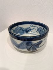 【美品】昭山作 染付 深鉢 盛鉢 どんぶり 手描き 藍色 和食器 民藝