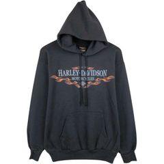 古着 00年代 ハーレーダビッドソン Harley-Davidson ファイヤーパターン アドバタイジング スウェットプルオーバーパーカー/eaa679000