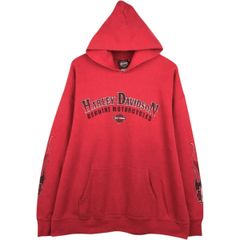 古着 00年代 ハーレーダビッドソン Harley-Davidson ファイヤーパターン アドバタイジング スウェットプルオーバーパーカー/eaa678995