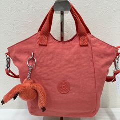 9987　Kipling キプリング 2way　ショルダーバッグ　ハンドバッグ　コーラル　レディース　軽量　チャーム付き　小さめ　ミニ