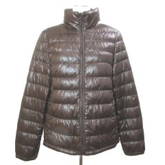 ユニクロ UNIQLO プレミアムダウン ウルトラライト ジャケット ジップアップ スタンドカラー ナイロン L 茶 ブラウン /X