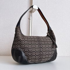 COACH コーチ ホーボー ワンショルダーバッグ レザー×キャンバス シグネチャー グレー×ブラック