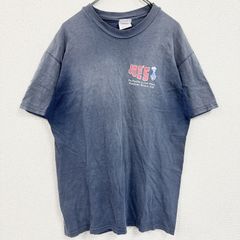 00s　Hanes ヘインズ　半袖ワンポイントTシャツ　バックプリント　フェード　ヴィンテージ　ネイビー　紺　Lサイズ　古着