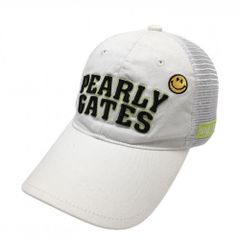 パーリーゲイツ メッシュキャップ 白 立体ロゴ刺しゅう ニコちゃん スマイル FR   ゴルフウェア PEARLY GATES