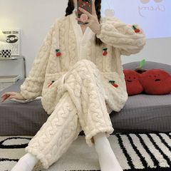 人気商品 レディース ルームウェア 上下セット パジャマ 女性用 セットアップ もこもこ あったか 可愛い ホームウエア 部屋着 室内着 長袖パジャマ 大人 防寒 保温 秋 冬 軽量