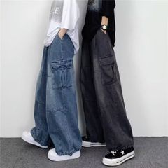 人気商品 デニムパンツ ワイドパンツ メンズ ロングパンツ ジーンズ ズボン ボトムス サイドポケット オシャレ カジュアル