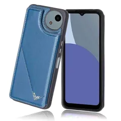 【新品】 【Viesa】背面カバー ケース手帳型 互換性 AQUOS wish5 SH-52F SH-M32 対応 SHARP 背面型ケース (ネイビーブルー) 軽・薄 持ちやすい、横置きスタンド機能 財布型 スマホバック?カバー シャープ ウィッシュ5 1