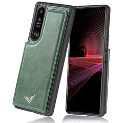 【新品】 【Viesa】背面カバー ケース手帳型 互換性 Xperia 5 III/SO-53B/SOG05 対応 SONY 背面型ケース (ダルグリーン) 軽・薄 持ちやすい 横置きスタンド機能 財布型 スマホバック?カバー ソニー エクスペリア5iii 0
